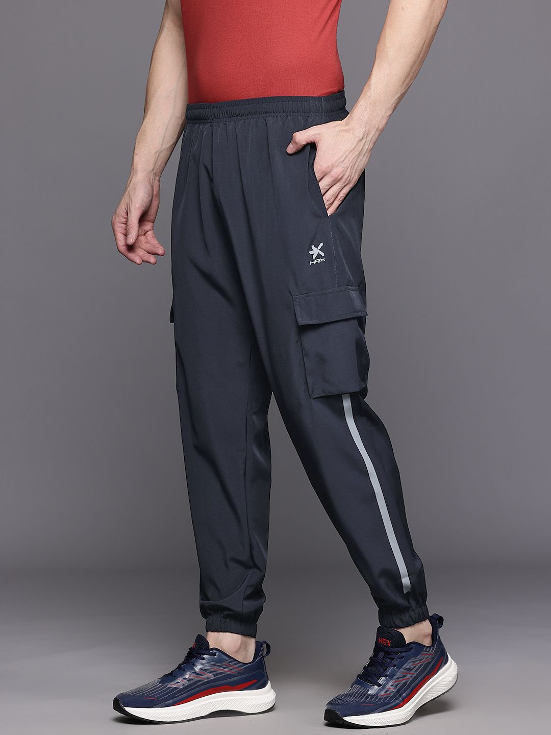 HRX by Hrithik Roshan Men Side Stiped Lifestyle Reflective Cargo-Style Jogger
