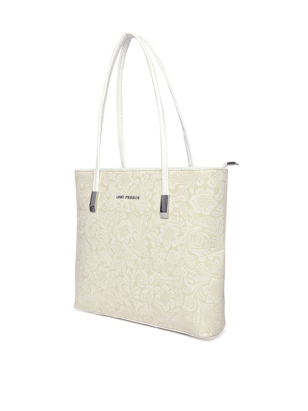 Lino Perros Cream-Coloured Self Design Shoulder Bag