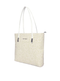 Lino Perros Cream-Coloured Self Design Shoulder Bag