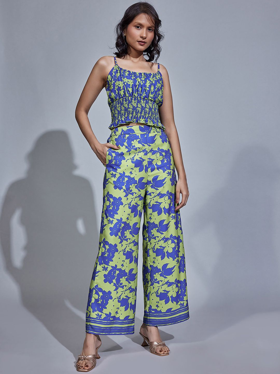The Label Life Women Floral Printed Flared Parallel Trouser
