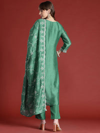 Indo Era Floral Embroidered Sequinned Kurta with Trousers & With Dupatta