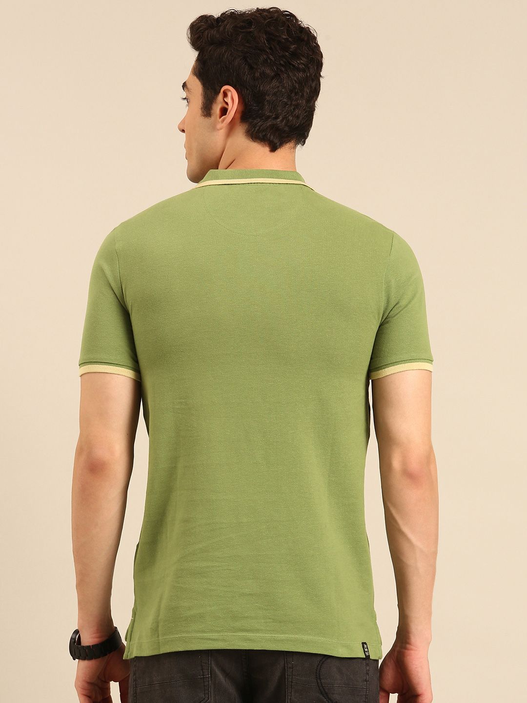 Being Human Striped Pure Cotton Polo Collar T-shirt
