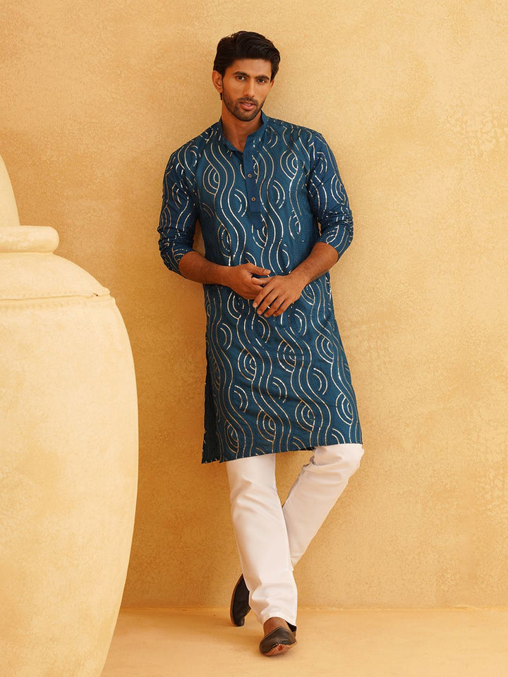 SOJANYA Motif Etnik Bersulam Kurta Kapas Tulen Bersulam dengan Churidar