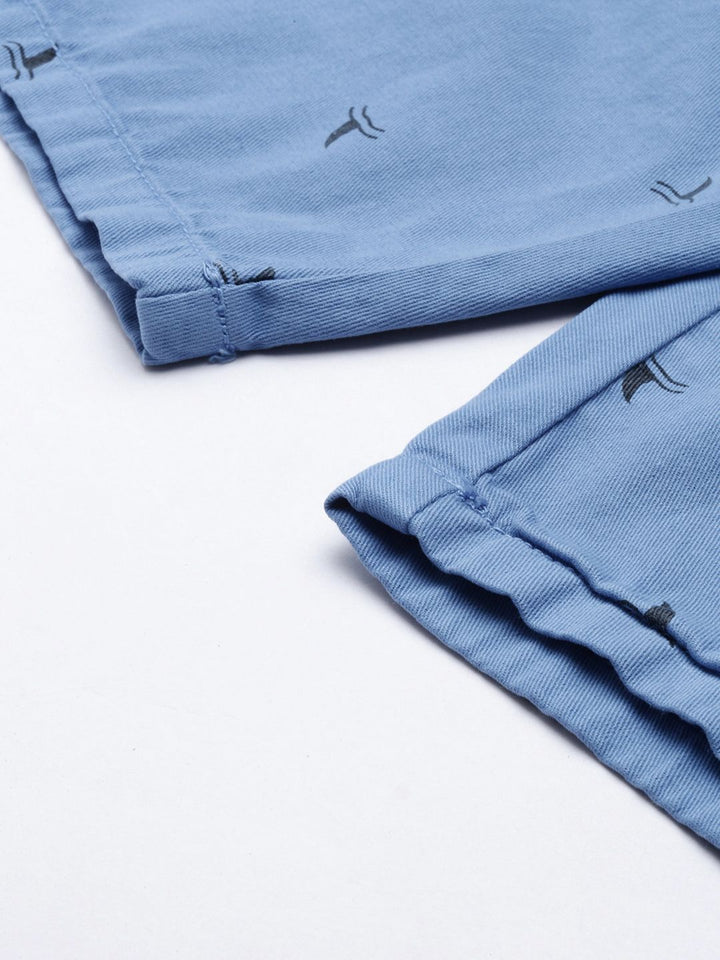 The Indian Garage Co Men Blue Conversational Printed Slim Fit Regular Shorts