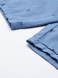 The Indian Garage Co Men Blue Conversational Printed Slim Fit Regular Shorts
