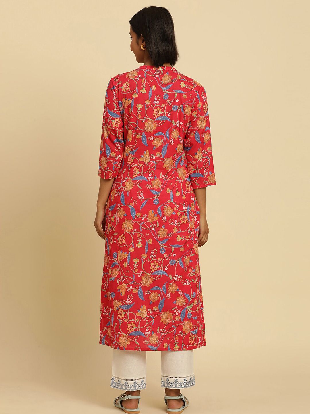 W Floral Printed Cotton Kurta
