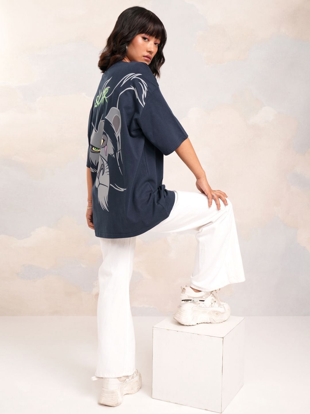 Tokyo Talkies Women Lion King Printed Oversized Tshirt
