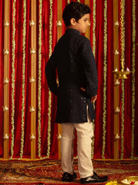 VASTRAMAY Boys Ethnic Motifs Embroidered Sequinned Kurta With Pyjamas