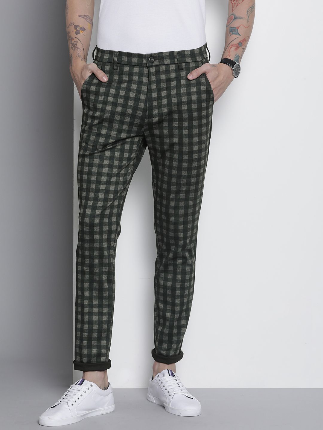 The Indian Garage Co. X Luxe Men Checked Slim Fit Trousers