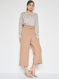 AND Abstract Print Round Neck Long Sleeves Opaque Casual Top