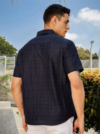 Thomas Scott Men Smart Slim Fit Horizontal Stripes Opaque Casual Shirt