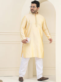 SOJANYA Plus Paisley Woven Design Kolar Mandarin Lengan Panjang Kurta Lurus