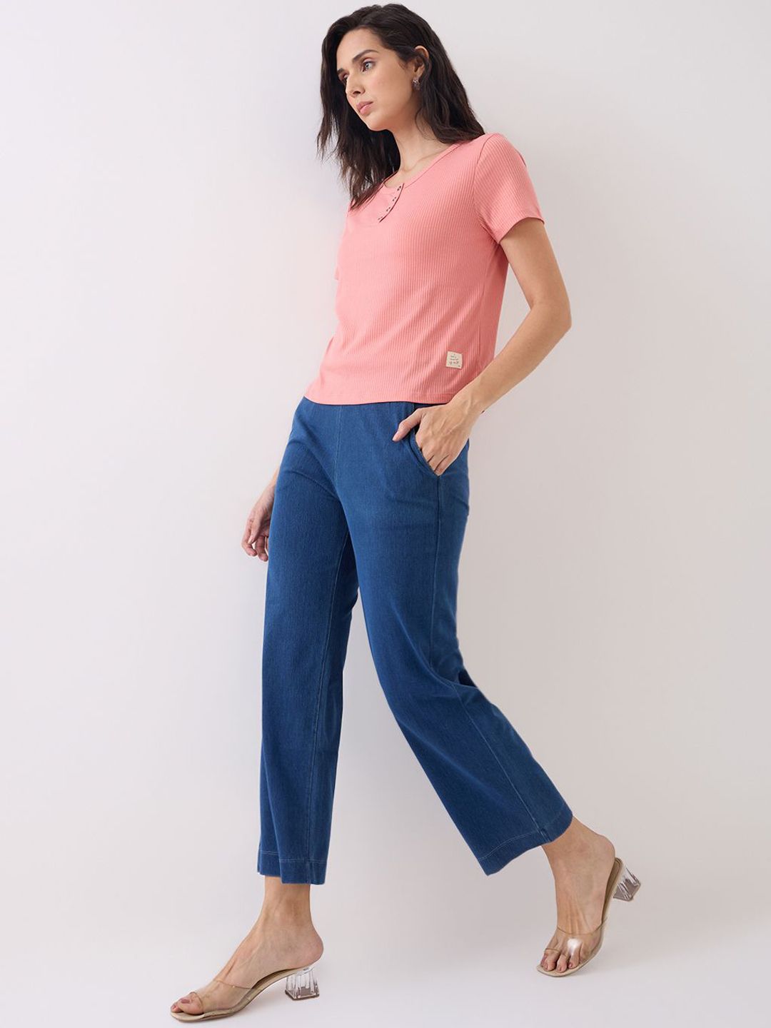 SPYKAR Women High-Rise Tapered Fit Cotton Regular Trousers