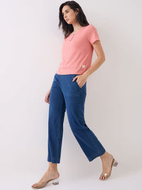 SPYKAR Women High-Rise Tapered Fit Cotton Regular Trousers