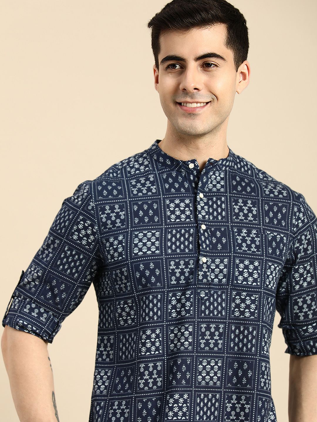 Anouk Men Floral Printed Floral Pure Cotton Kurta