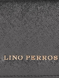 Lino Perros Women Charcoal Grey Textured Foldover Clutch