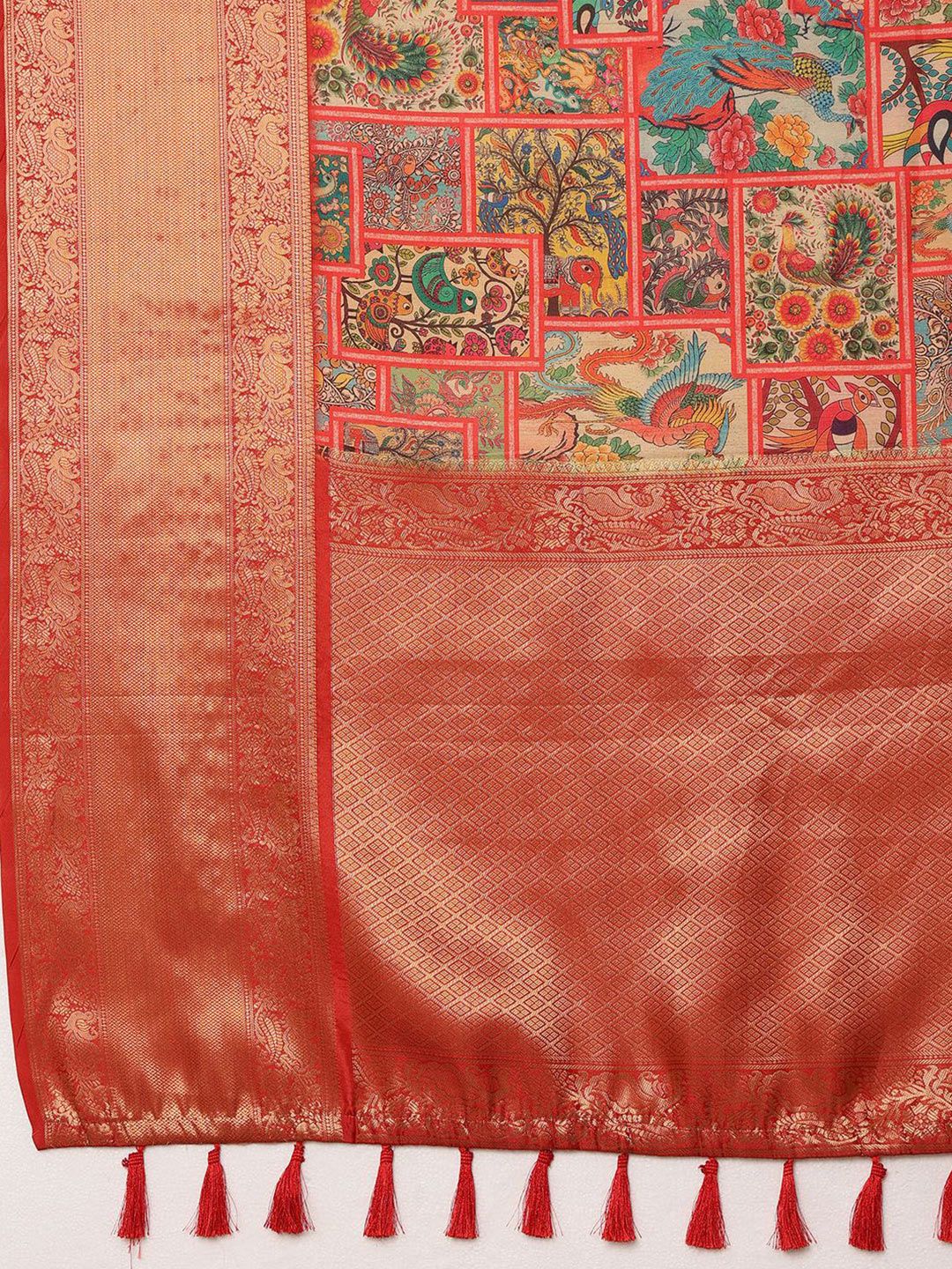 Silk Land Kanjeewaram Art Silk Zari Woven Digital Print saree