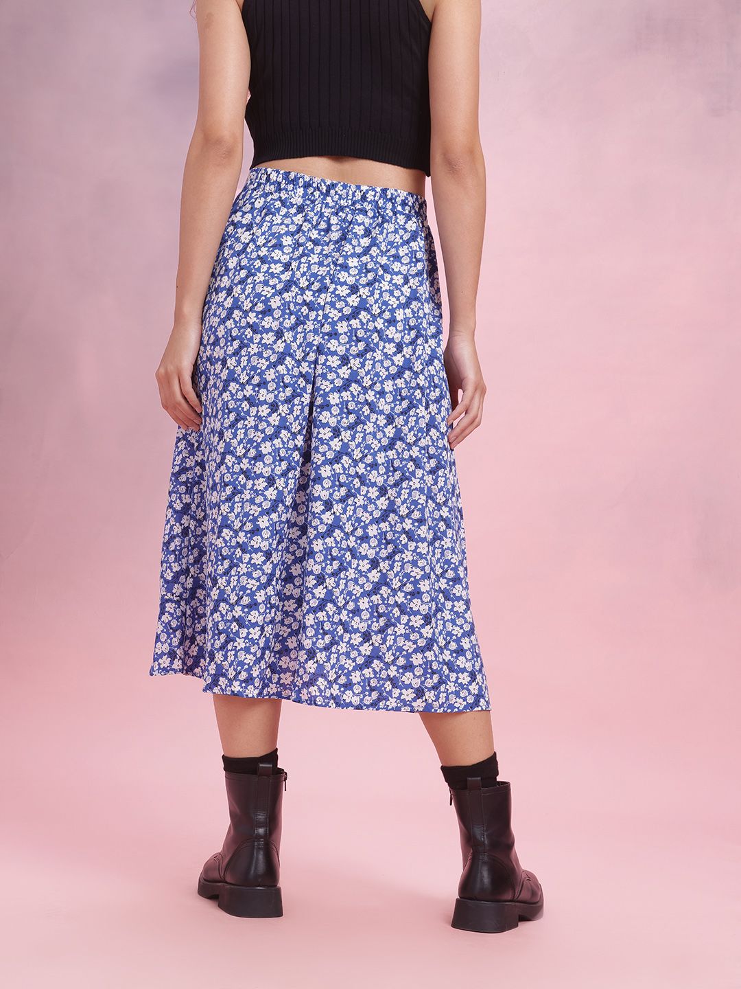 DressBerry Floral Print Ruffled Tulip Skirt