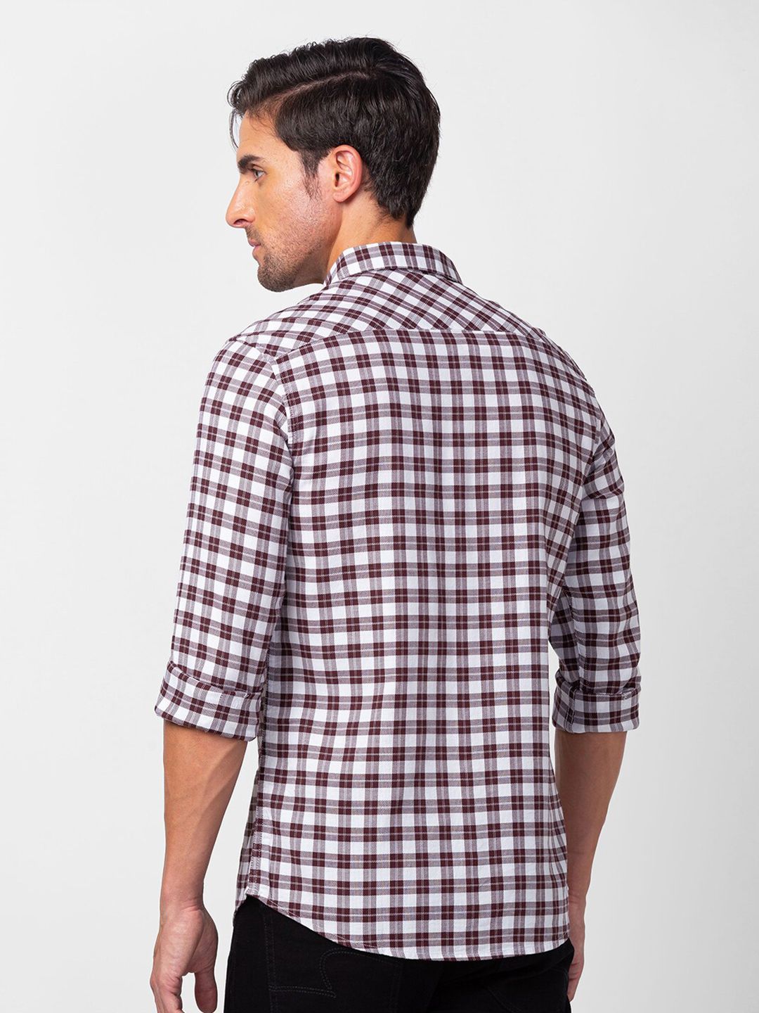 SPYKAR Men Slim Fit Gingham Checked Casual Shirt