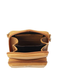 Mochi Women Tan Textured Zip Around Wallet