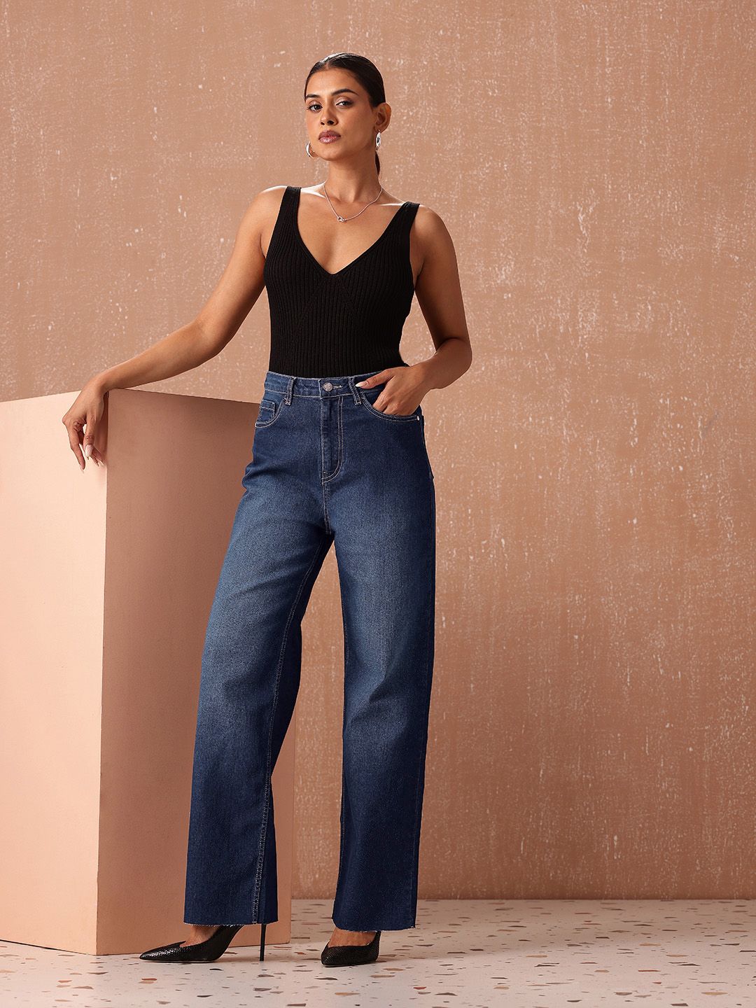 all about you Women Straight Fit High-Rise Light Fade Stretchable Jeans