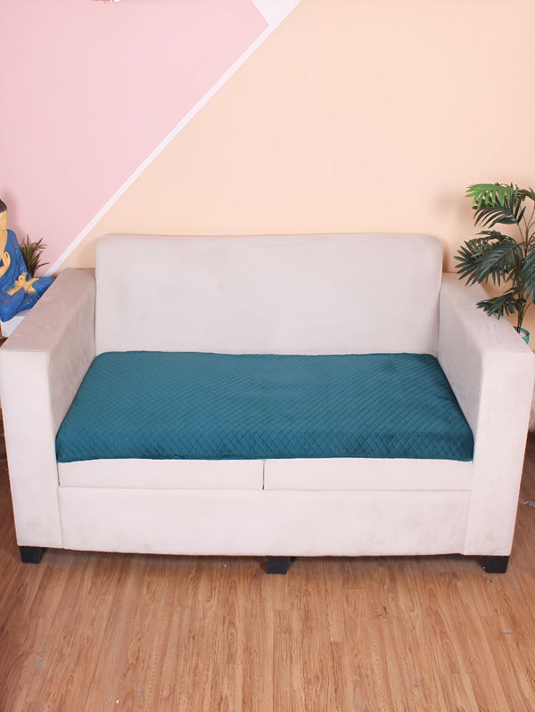 STITCHNEST Sea Green Self Design 1 Seater Sofa Cover