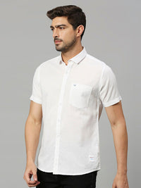 Thomas Scott Cutaway Collar Classic Slim Fit Cotton Linen Casual Shirt
