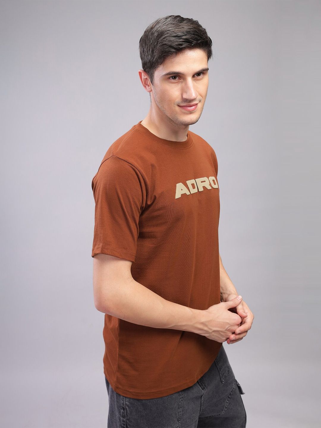 ADRO Men Typography Applique T-shirt
