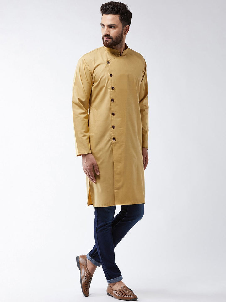 SOJANYA Kurta Lurus Pepejal Berwarna Emas Lelaki