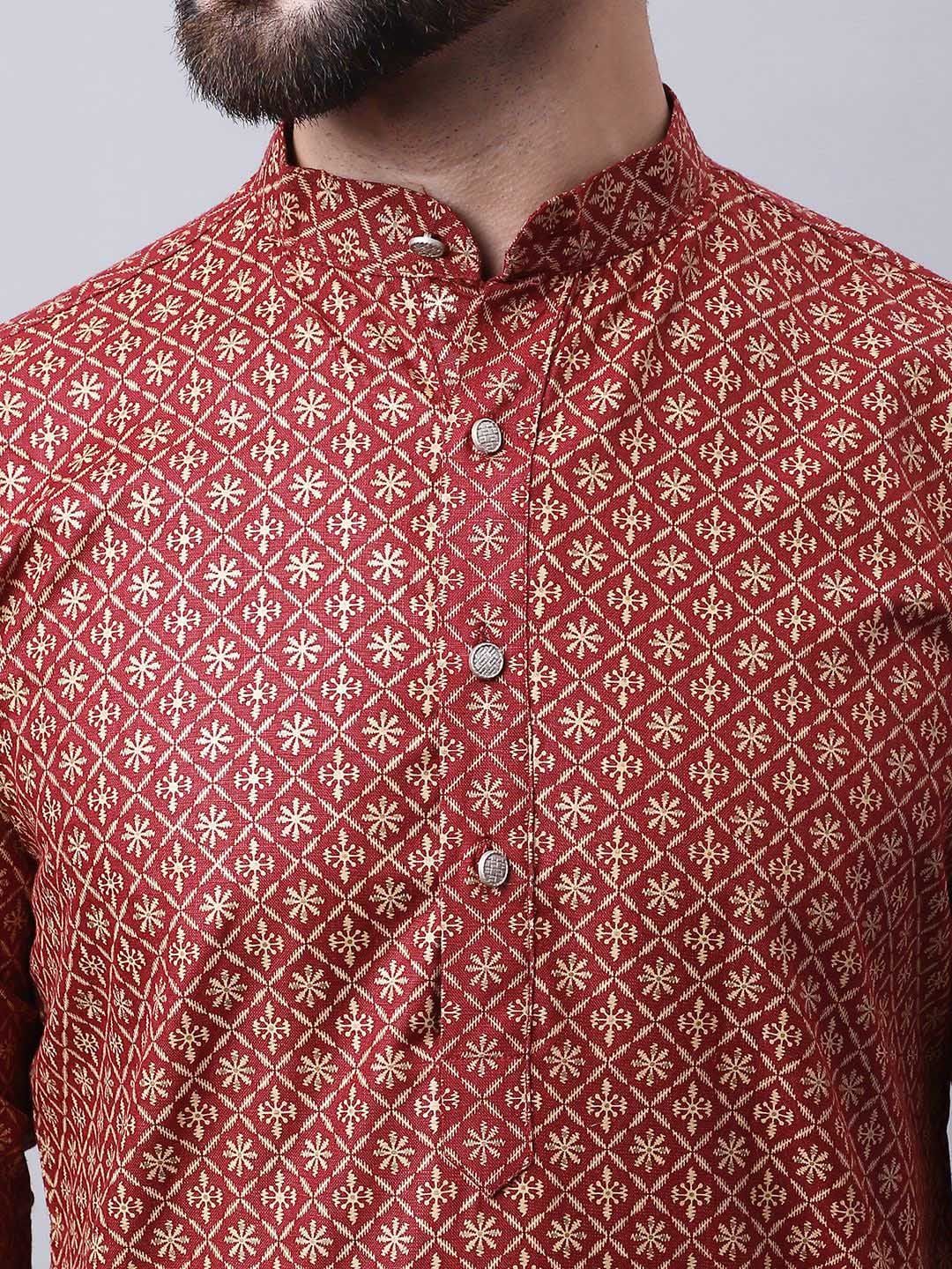 SOJANYA Ethnic Motifs Woven Design Regular Kurta With Pyjamas & With Nehru Jacket