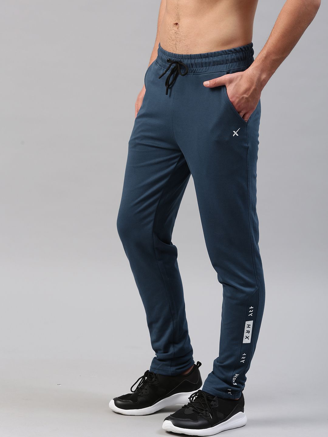 HRX by Hrithik Roshan Men Blue Athleisure Cotton Track Pants
