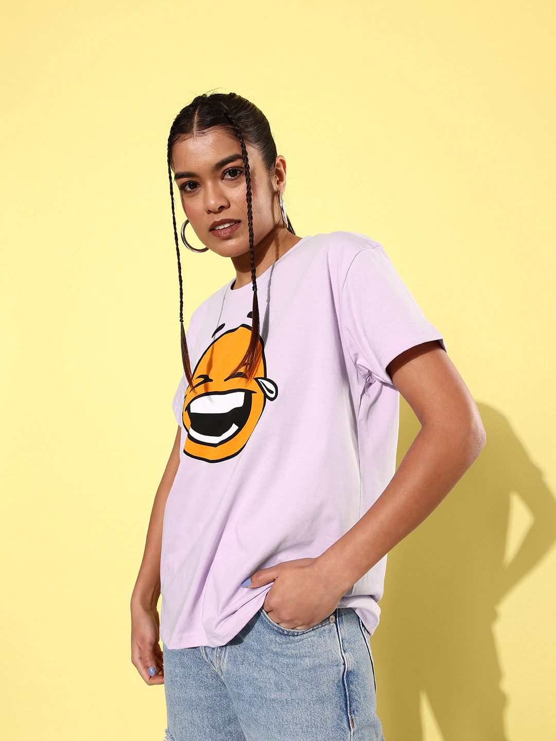 Difference of Opinion Women Printed Pure Cotton Boxy T-shirt