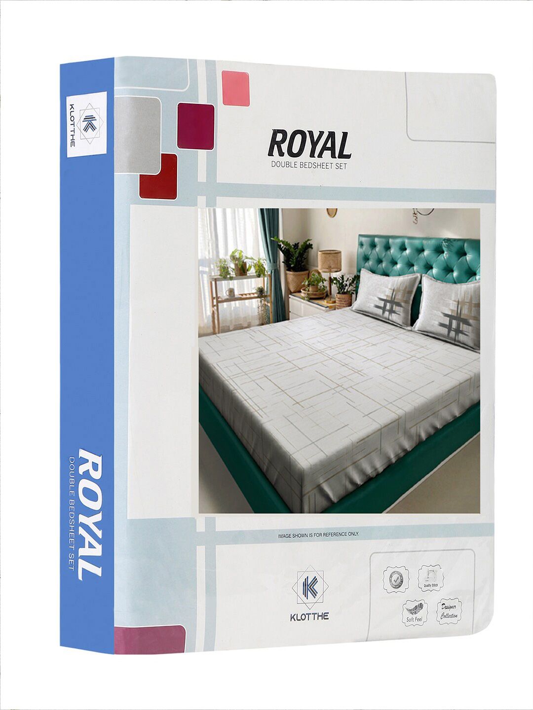 KLOTTHE Grey Printed 400TC Pure Cotton Super King Bedsheet With 2 Pillow Covers