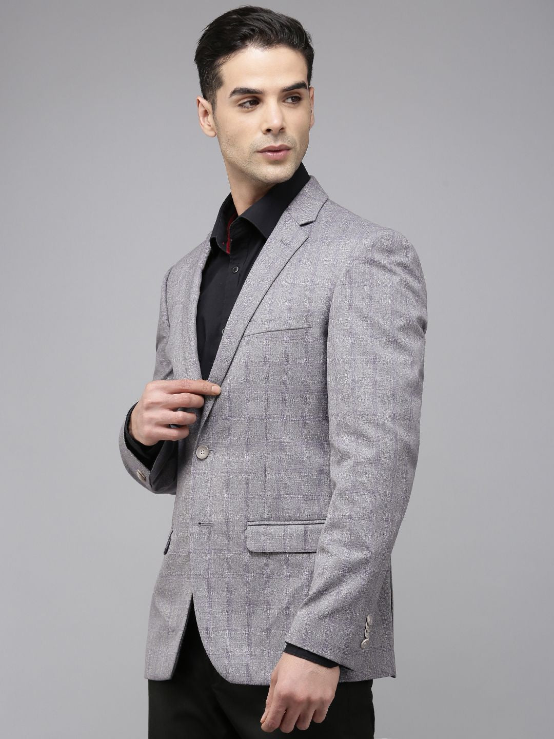 Park Avenue Super Slim Fit Checked Single Breasted Blazer
