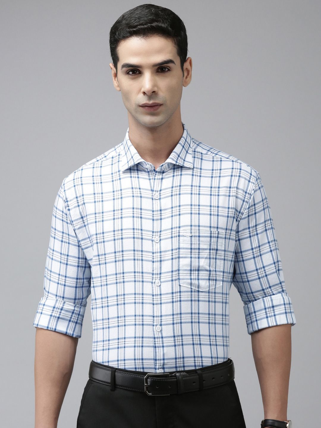 Park Avenue Men Slim Fit Tartan Checks Opaque Pure Cotton Formal Shirt