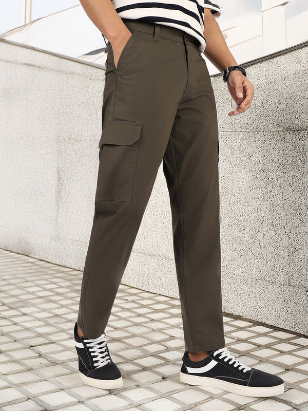 Urbano Fashion Men Mid-Rise Pure Cotton Cargo Trousers