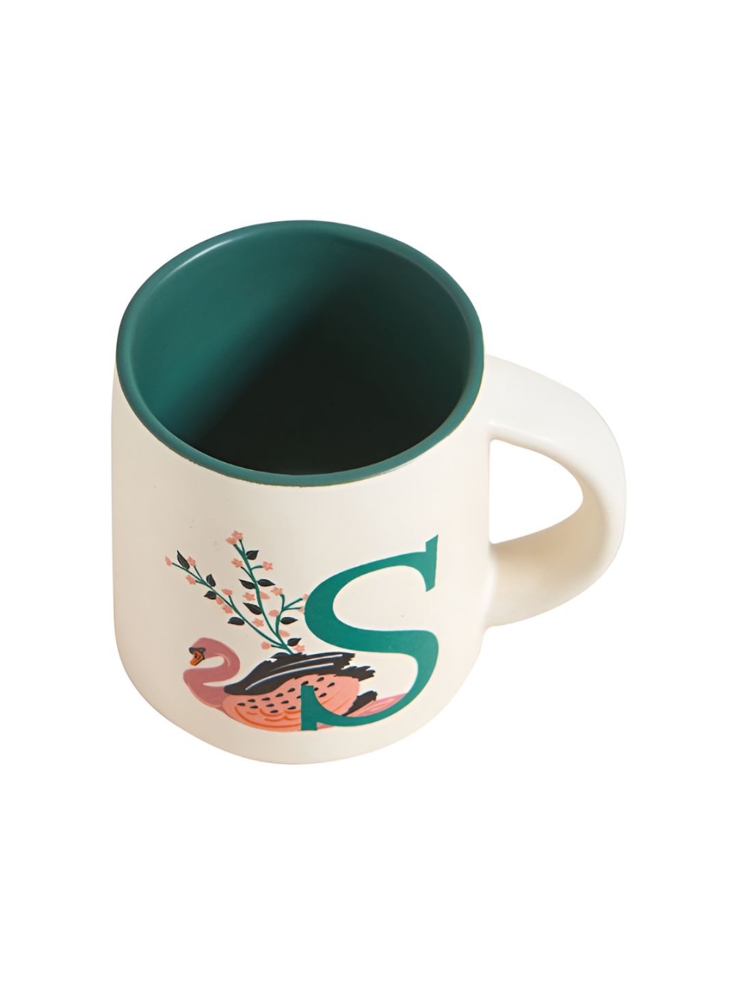 Chumbak Off White &amp; Blue Printed Ceramic Glossy Mug 300 ml