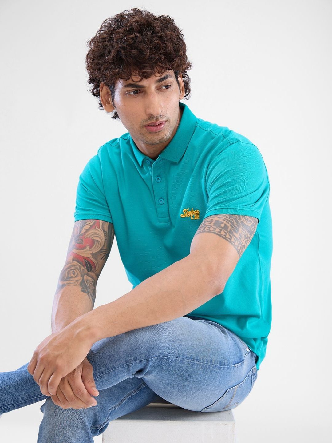 SPYKAR Men Polo Collar Solid Slim Fit T-shirt