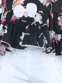 Cutiekins Girls Black & White Printed Top with Shorts Set