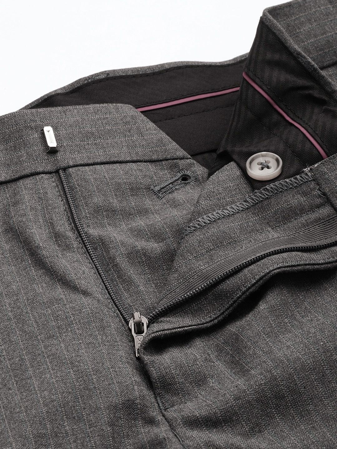 Raymond Men Striped Slim Fit Formal Trousers