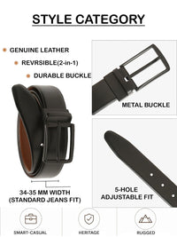 Teakwood Leathers Men Textured Leather Reversible Belt