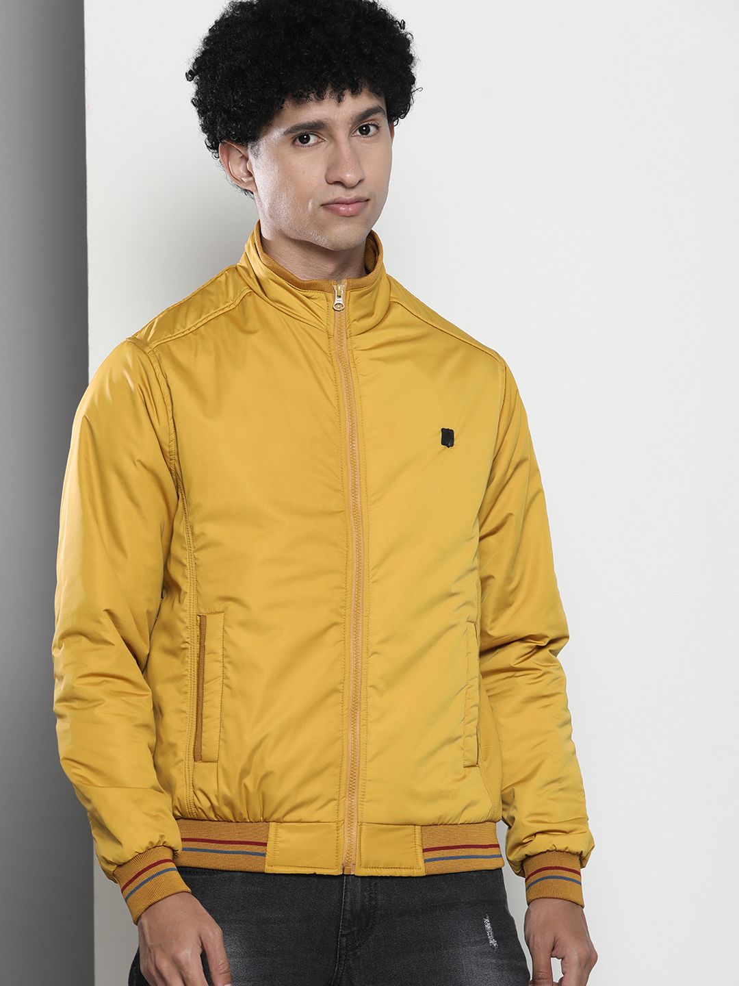 The Indian Garage Co Men Regular Fit Zip-Front Bomber Jacket