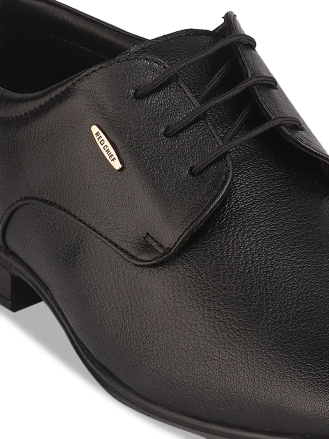 Red Chief Men Black Solid Leather Formal Derbys