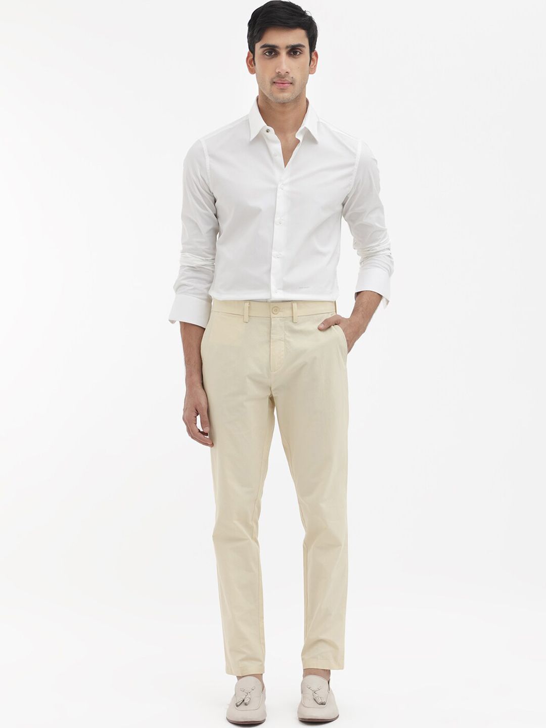 RARE RABBIT Harlow Mid-Rise Pure Cotton Regular Fit Trouser