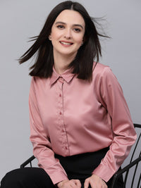 Gaya Satin Finish Satin Menyebarkan Kolar Formal Shirt