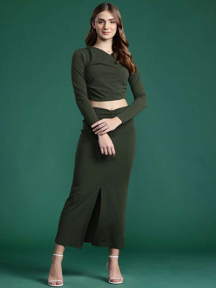 DressBerry Shimmery Ruched Detail Co-ords