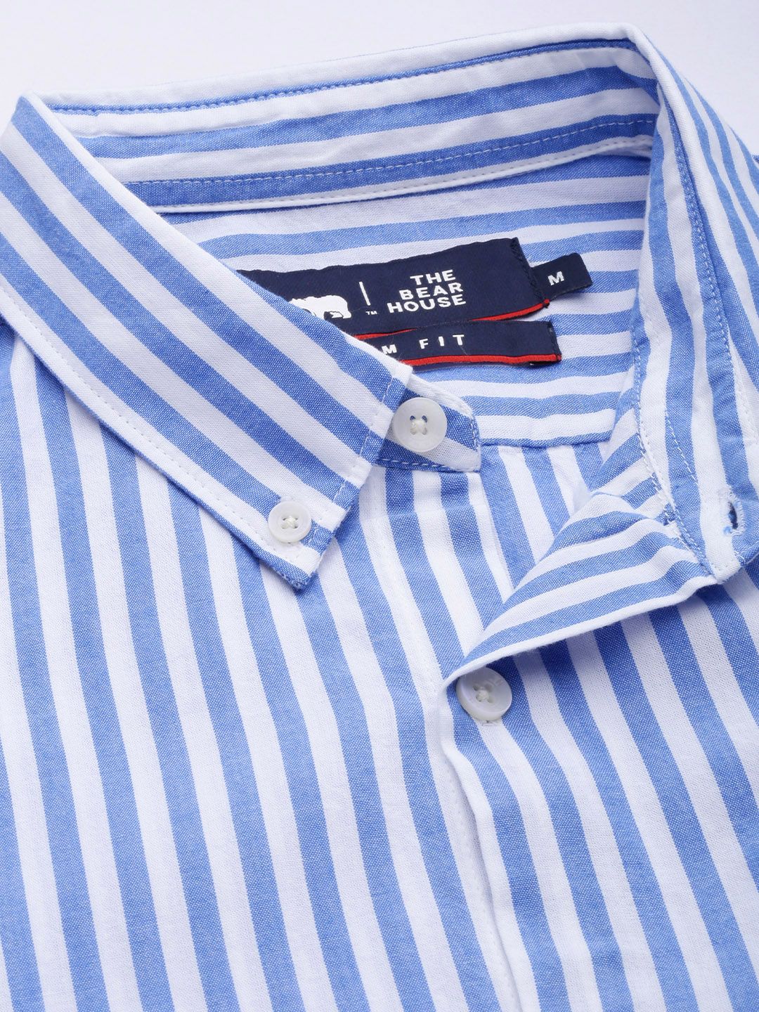 THE BEAR HOUSE Men Blue Slim Fit Bengal Stripes Casual Shirt