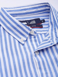 THE BEAR HOUSE Men Blue Slim Fit Bengal Stripes Casual Shirt