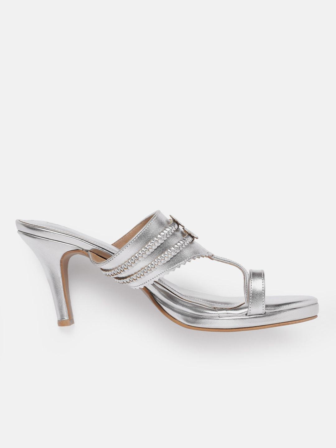 House of Pataudi Open Toe Woven Design Slim Heels