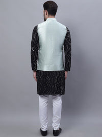 SOJANYA Leheriya Embroidered Pure Cotton Kurta with Pyjamas & Narhu Jacket